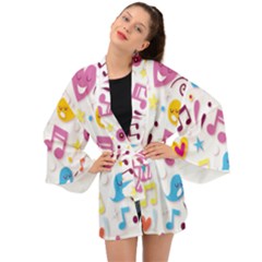 Love Cute Cartoon Seamless Shading Long Sleeve Kimono