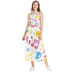 Love Cute Cartoon Seamless Shading Boho Sleeveless Summer Dress