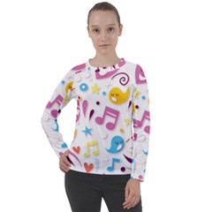 Love Cute Cartoon Seamless Shading Women s Long Sleeve Raglan Tee