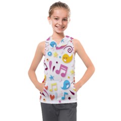 Love Cute Cartoon Seamless Shading Kids  Sleeveless Hoodie by Jancukart