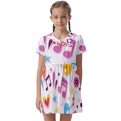 Love Cute Cartoon Seamless Shading Kids  Asymmetric Collar Dress by Jancukart