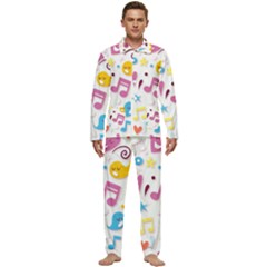 Love Cute Cartoon Seamless Shading Men s Long Sleeve Velvet Pocket Pajamas Set by Jancukart