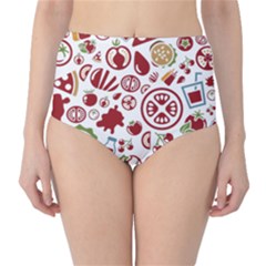 Pizza Seamless Pattern Background Classic High-waist Bikini Bottoms