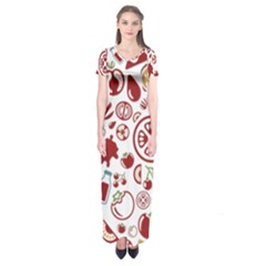 Pizza Seamless Pattern Background Short Sleeve Maxi Dress