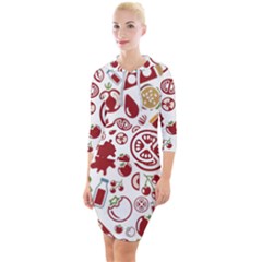 Pizza Seamless Pattern Background Quarter Sleeve Hood Bodycon Dress