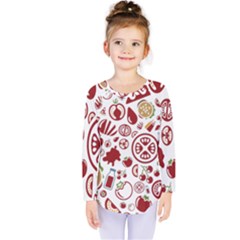 Pizza Seamless Pattern Background Kids  Long Sleeve Tee