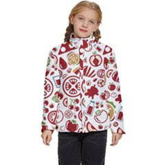 Pizza Seamless Pattern Background Kids  Puffer Bubble Jacket Coat