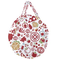 Pizza Seamless Pattern Background Giant Round Zipper Tote