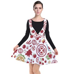 Pizza Seamless Pattern Background Plunge Pinafore Dress