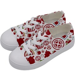 Pizza Seamless Pattern Background Kids  Low Top Canvas Sneakers