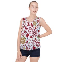 Pizza Seamless Pattern Background Bubble Hem Chiffon Tank Top