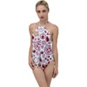 Pizza Seamless Pattern Background Go with the Flow One Piece Swimsuit View1