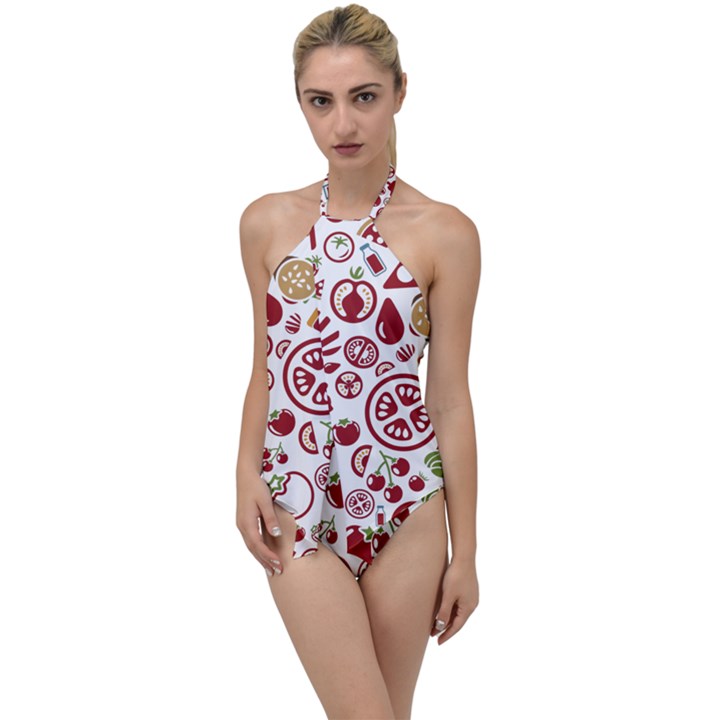 Pizza Seamless Pattern Background Go with the Flow One Piece Swimsuit