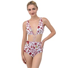 Pizza Seamless Pattern Background Tied Up Two Piece Swimsuit