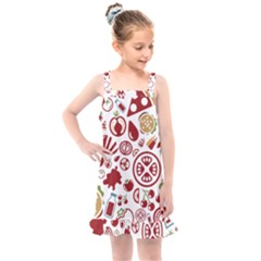 Pizza Seamless Pattern Background Kids  Overall Dress