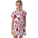 Pizza Seamless Pattern Background Kids  Asymmetric Collar Dress View1