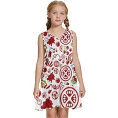 Pizza Seamless Pattern Background Kids  Sleeveless Tiered Mini Dress by Jancukart