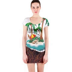 Coconut And Holiday Beach Food Short Sleeve Bodycon Dress