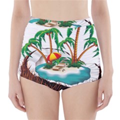 Coconut And Holiday Beach Food High-waisted Bikini Bottoms