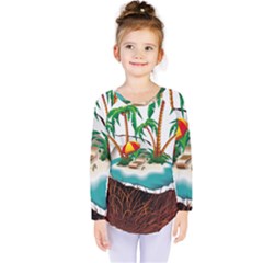 Coconut And Holiday Beach Food Kids  Long Sleeve Tee