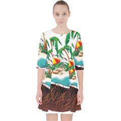 Coconut And Holiday Beach Food Quarter Sleeve Pocket Dress