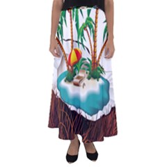 Coconut And Holiday Beach Food Flared Maxi Skirt