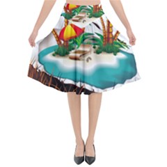 Coconut And Holiday Beach Food Flared Midi Skirt