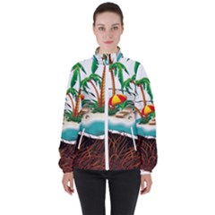 Coconut And Holiday Beach Food Women s High Neck Windbreaker