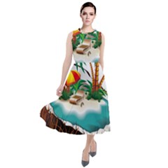 Coconut And Holiday Beach Food Round Neck Boho Dress