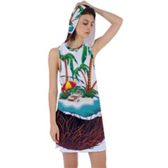 Coconut And Holiday Beach Food Racer Back Hoodie Dress