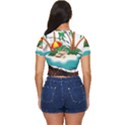 Coconut And Holiday Beach Food Side Button Cropped Tee View4