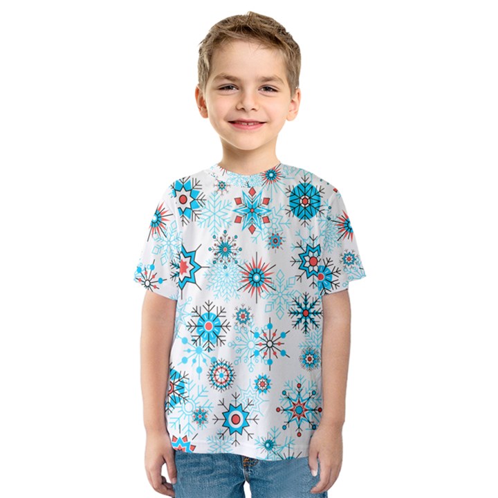 Beautifule Snowflake Decorative Pattern Seamless Kids  Sport Mesh Tee