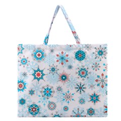 Beautifule Snowflake Decorative Pattern Seamless Zipper Large Tote Bag by Jancukart