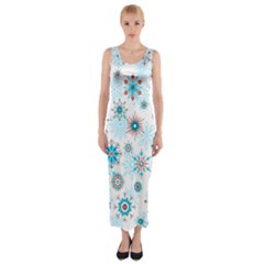 Beautifule Snowflake Decorative Pattern Seamless Fitted Maxi Dress