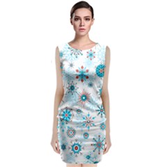 Beautifule Snowflake Decorative Pattern Seamless Classic Sleeveless Midi Dress