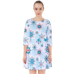 Beautifule Snowflake Decorative Pattern Seamless Smock Dress