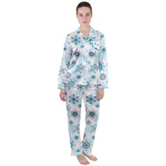 Beautifule Snowflake Decorative Pattern Seamless Satin Long Sleeve Pajamas Set by Jancukart