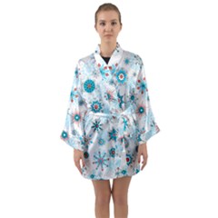 Beautifule Snowflake Decorative Pattern Seamless Long Sleeve Satin Kimono