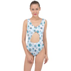 Beautifule Snowflake Decorative Pattern Seamless Center Cut Out Swimsuit