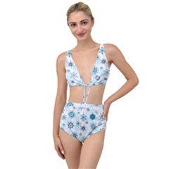 Beautifule Snowflake Decorative Pattern Seamless Tied Up Two Piece Swimsuit