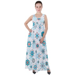 Beautifule Snowflake Decorative Pattern Seamless Empire Waist Velour Maxi Dress