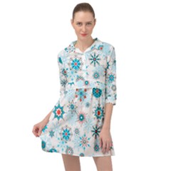 Beautifule Snowflake Decorative Pattern Seamless Mini Skater Shirt Dress