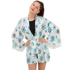 Beautifule Snowflake Decorative Pattern Seamless Long Sleeve Kimono by Jancukart