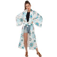 Beautifule Snowflake Decorative Pattern Seamless Maxi Kimono by Jancukart