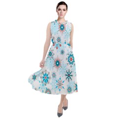 Beautifule Snowflake Decorative Pattern Seamless Round Neck Boho Dress by Jancukart