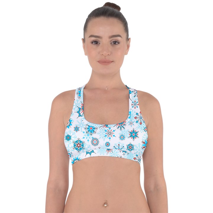 Beautifule Snowflake Decorative Pattern Seamless Cross Back Hipster Bikini Top 