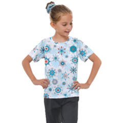 Beautifule Snowflake Decorative Pattern Seamless Kids  Mesh Piece Tee