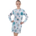 Beautifule Snowflake Decorative Pattern Seamless Long Sleeve Hoodie Dress View1