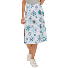 Beautifule Snowflake Decorative Pattern Seamless Midi Panel Skirt by Jancukart