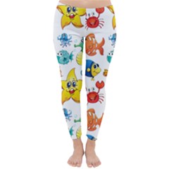 Fish Ocean Water Sea Life Seamless Background Classic Winter Leggings